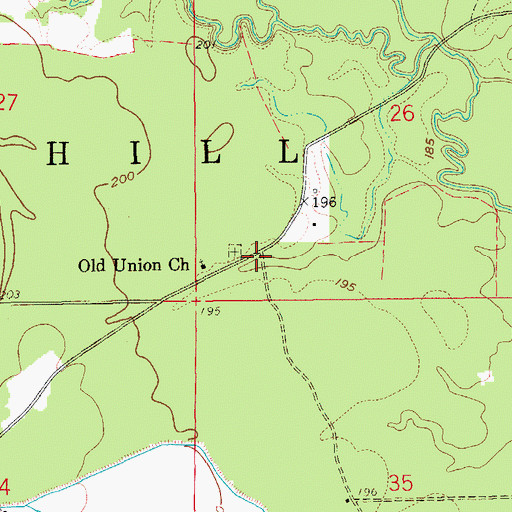 Topographic Map of Old Union (historical), AR