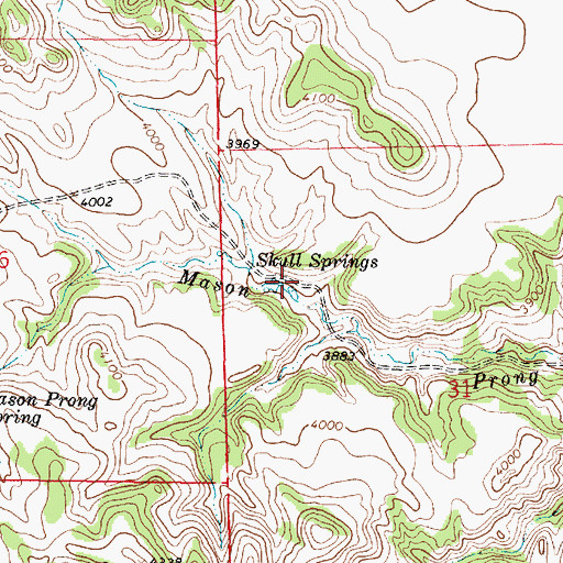 Topographic Map of Skull Springs, MT