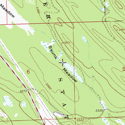 Topographic Map of Skunk Meadow, MT