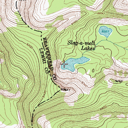 Topographic Map of Slag-a-melt Lakes, MT