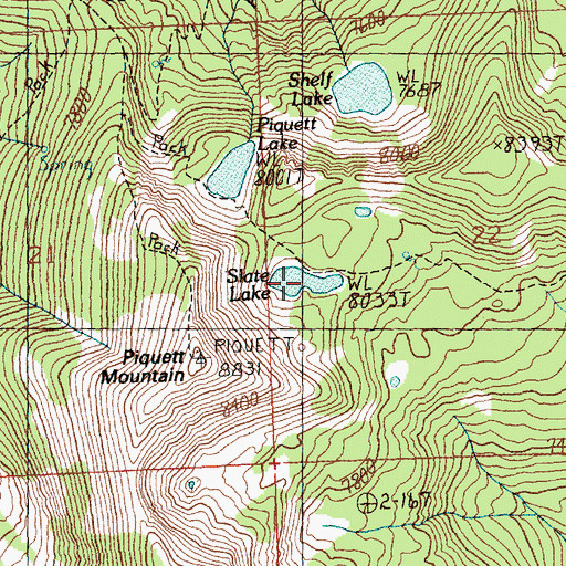 Topographic Map of Slate Lake, MT