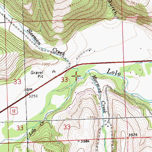 Topographic Map of Sleeman Creek, MT
