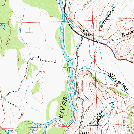 Topographic Map of Sleeping Child Creek, MT