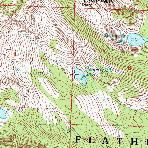 Topographic Map of Sleeping Elk Lake, MT
