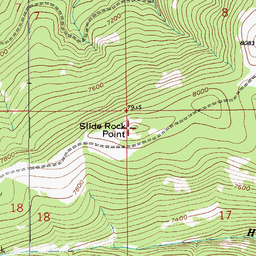 Topographic Map of Slide Rock Point, MT
