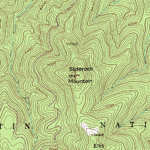 Topographic Map of Sliderock Mountain, MT