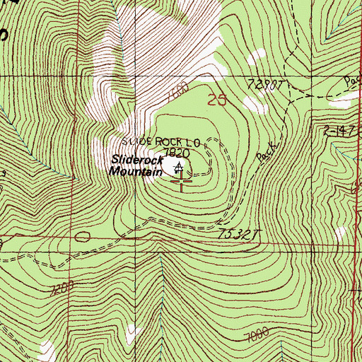 Topographic Map of Sliderock Mountain, MT