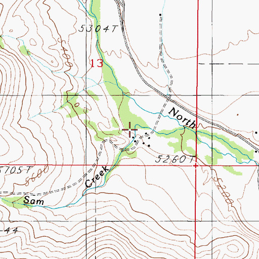 Topographic Map of Slim Sam Creek, MT