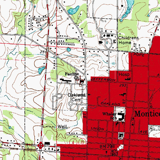 Topographic Map of Pauline Missionary Baptist Church, AR