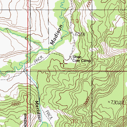 Topographic Map of Sloan Cow Camp, MT