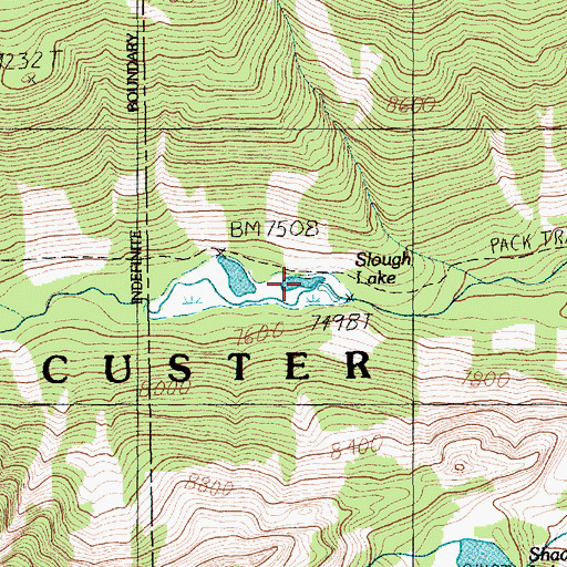 Topographic Map of Slough Lake, MT