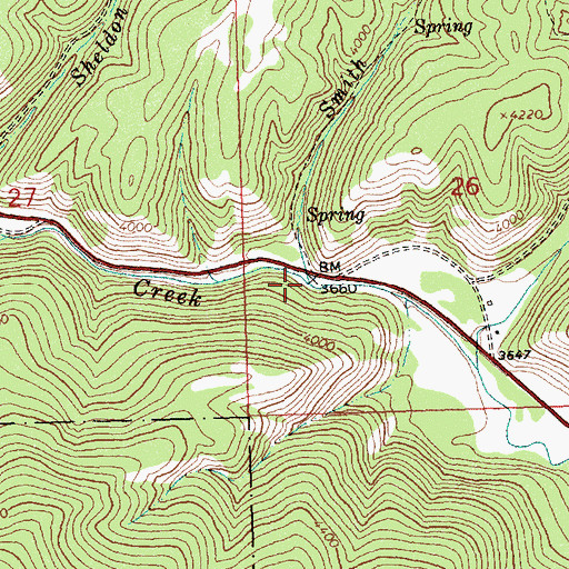 Topographic Map of Smith Creek, MT