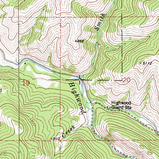 Topographic Map of Smith Creek, MT