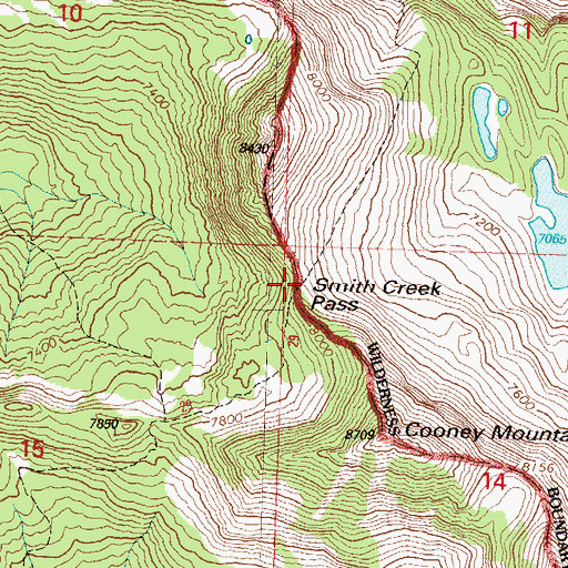 Topographic Map of Smith Creek Pass, MT