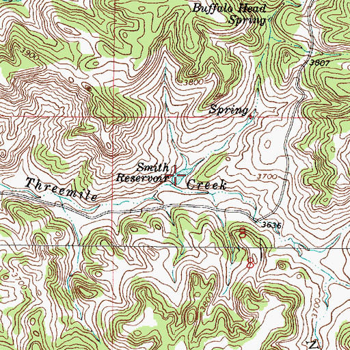 Topographic Map of Smith Reservoir, MT