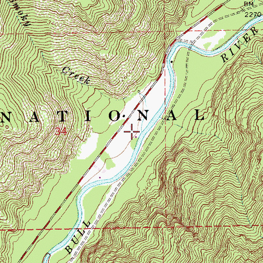 Topographic Map of Smoky Creek, MT