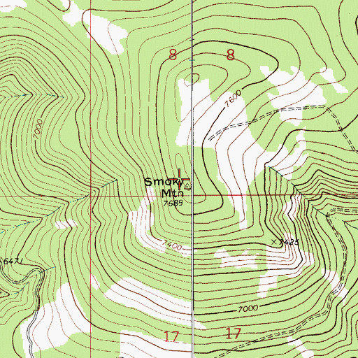 Topographic Map of Smoky Mountain, MT