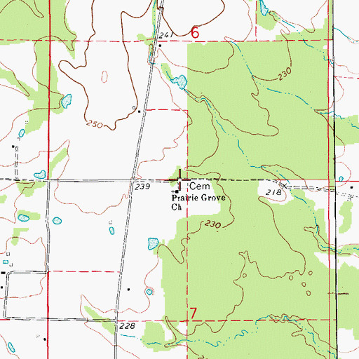 Topographic Map of Prairie Grove Cemetery, AR