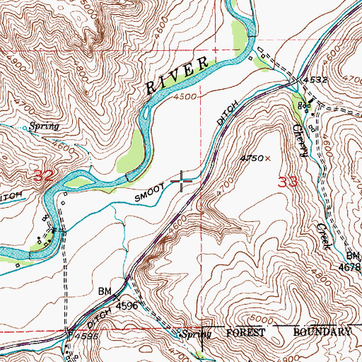 Topographic Map of Smoot Ditch, MT