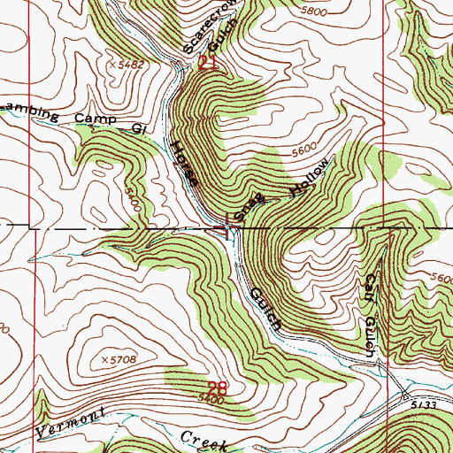Topographic Map of Snag Hollow, MT