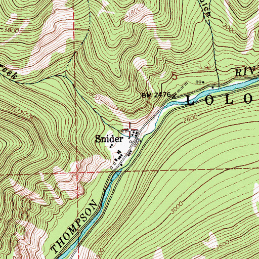 Topographic Map of Snider, MT