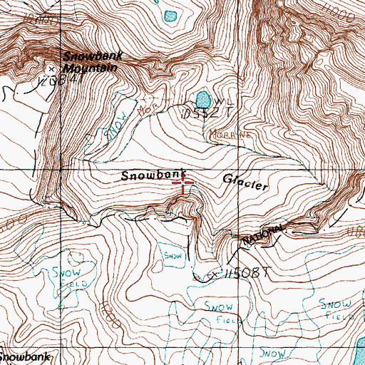 Topographic Map of Snowbank Glacier, MT