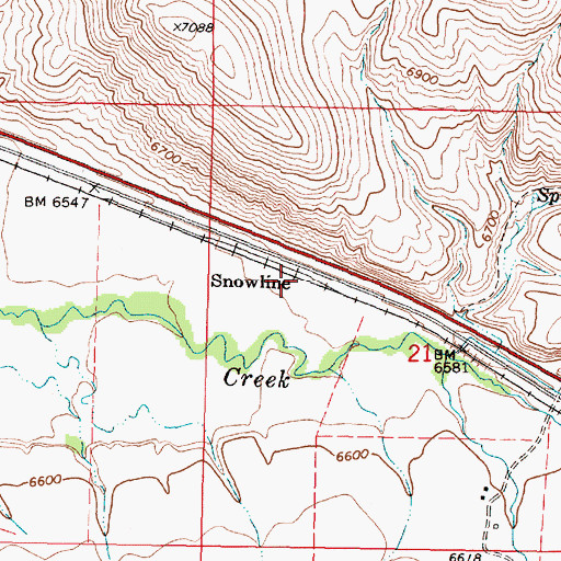 Topographic Map of Snowline, MT