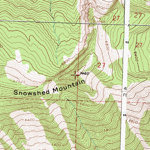 Topographic Map of Snowshed Mountain, MT