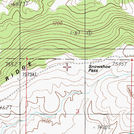 Topographic Map of Snowshoe Pass, MT