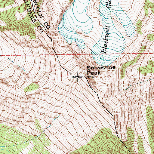 Topographic Map of Snowshoe Peak, MT