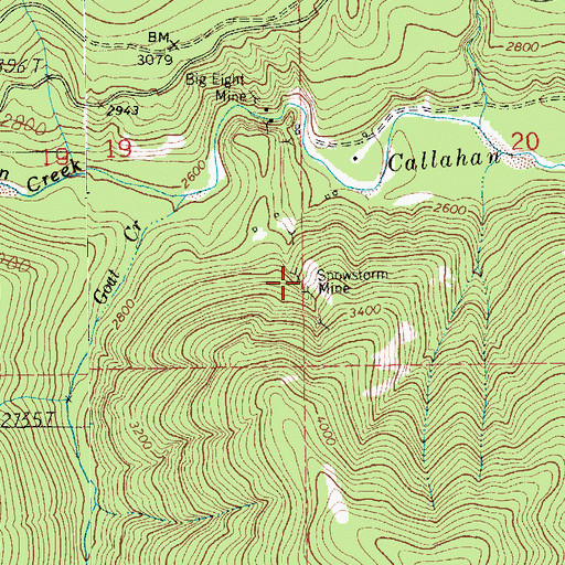 Topographic Map of Snowstorm Mine, MT