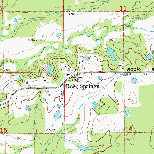 Topographic Map of Rock Springs Cemetery, AR