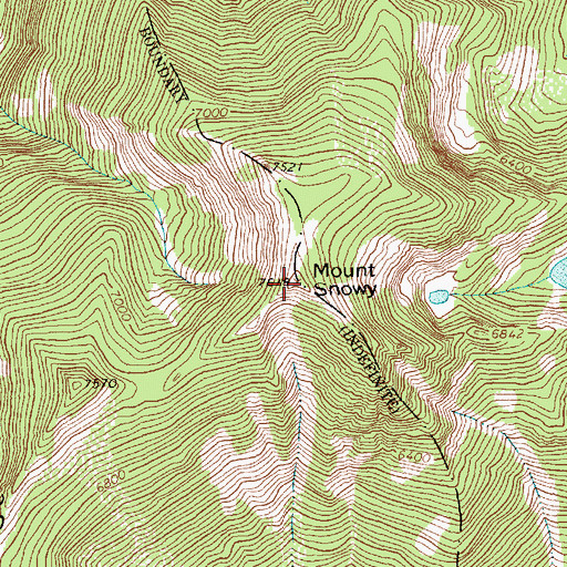 Topographic Map of Mount Snowy, MT