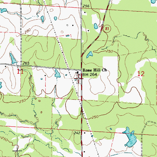 Topographic Map of Rose Hill Cemetery, AR