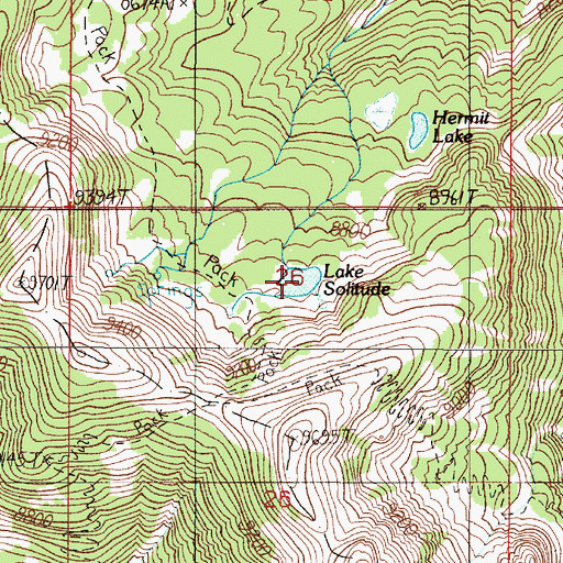 Topographic Map of Lake Solitude, MT
