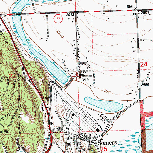 Topographic Map of Somers Middle School, MT