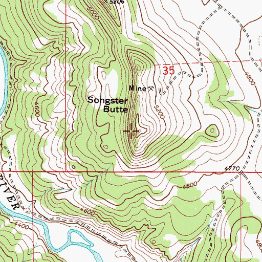 Topographic Map of Songster Butte, MT
