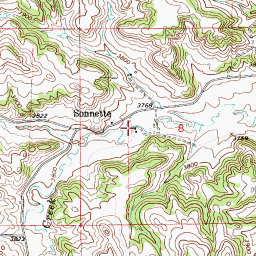 Topographic Map of Sonnette, MT