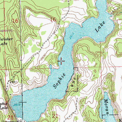 Topographic Map of Sophie Lake, MT