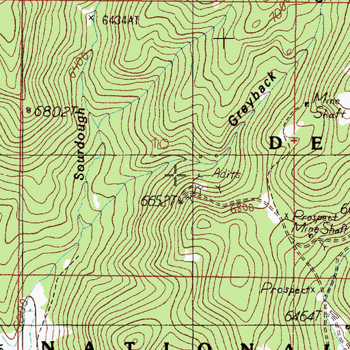 Topographic Map of Sourdough Mine, MT