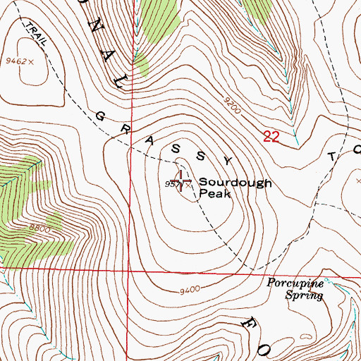 Topographic Map of Sourdough Peak, MT