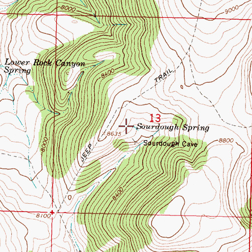 Topographic Map of Sourdough Spring, MT