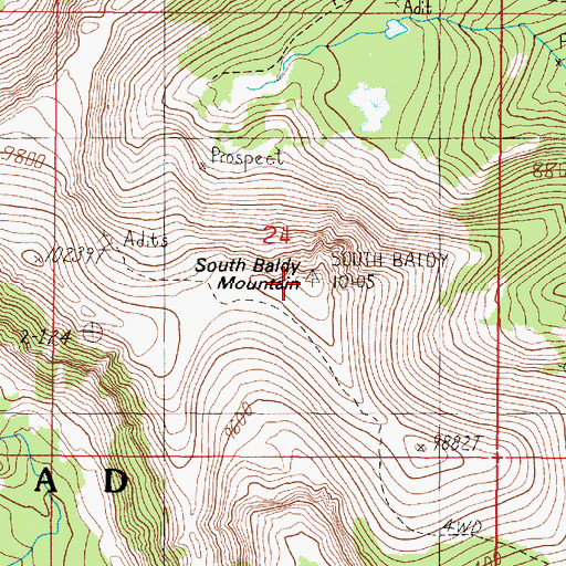 Topographic Map of South Baldy Mountain, MT