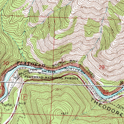 Topographic Map of South Boundary Trail, MT