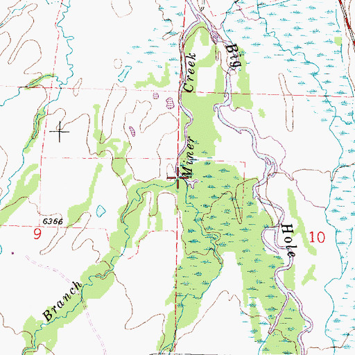 Topographic Map of South Branch Miner Creek, MT