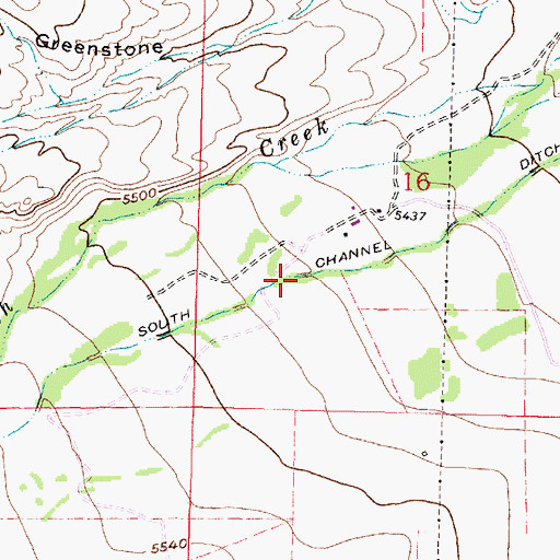 Topographic Map of South Channel Ditch, MT