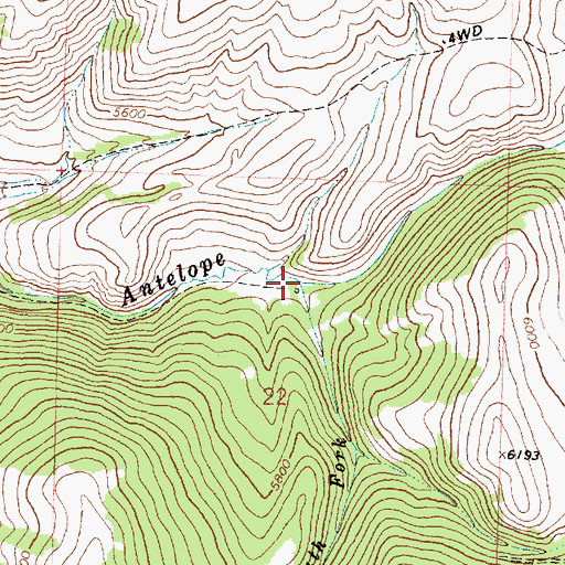 Topographic Map of South Fork Antelope Creek, MT