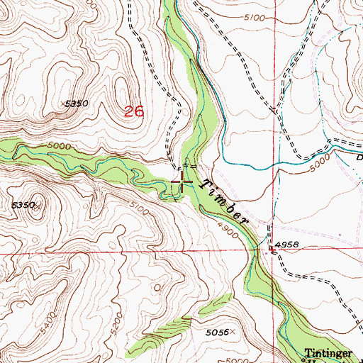 Topographic Map of South Fork Big Timber Creek, MT