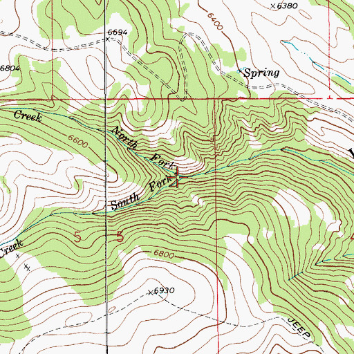 Topographic Map of South Fork Bonanza Creek, MT