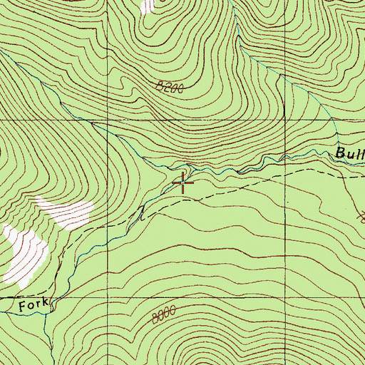 Topographic Map of South Fork Bull Creek, MT